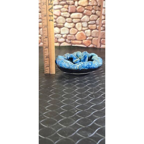 Handmade Pottery Flower Frog Blue - Picture 6 of 9